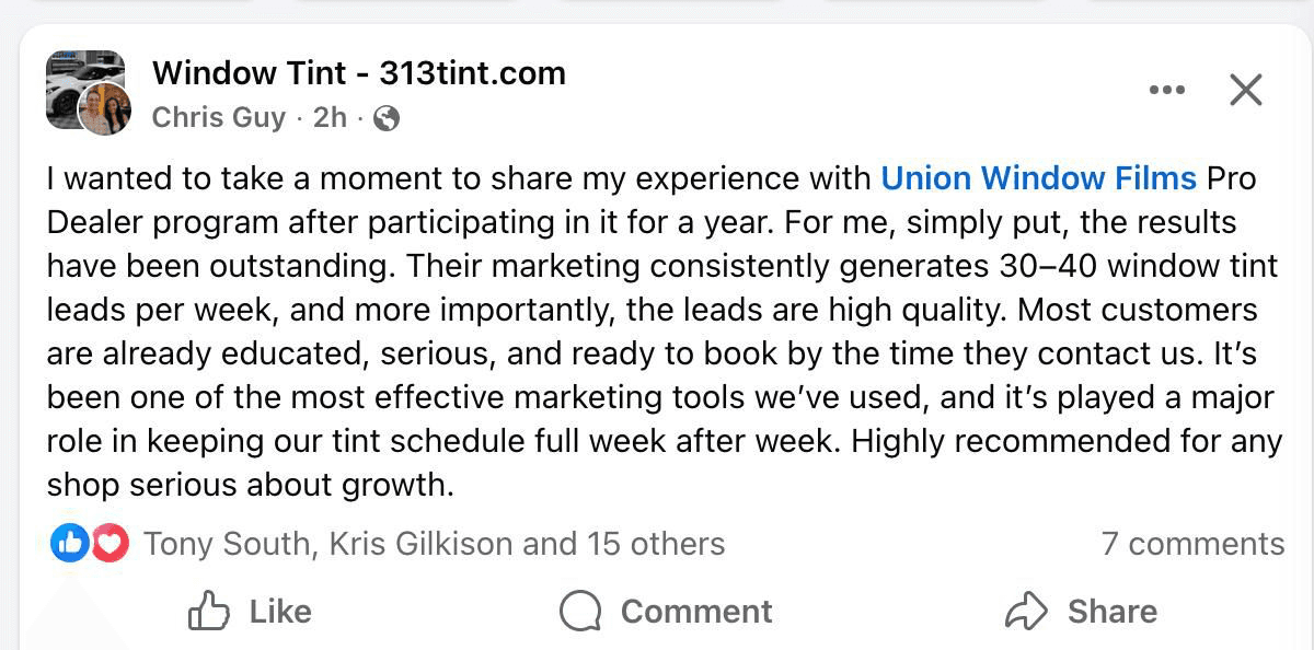 Success - Chris Guy 30 to 40 leads per week